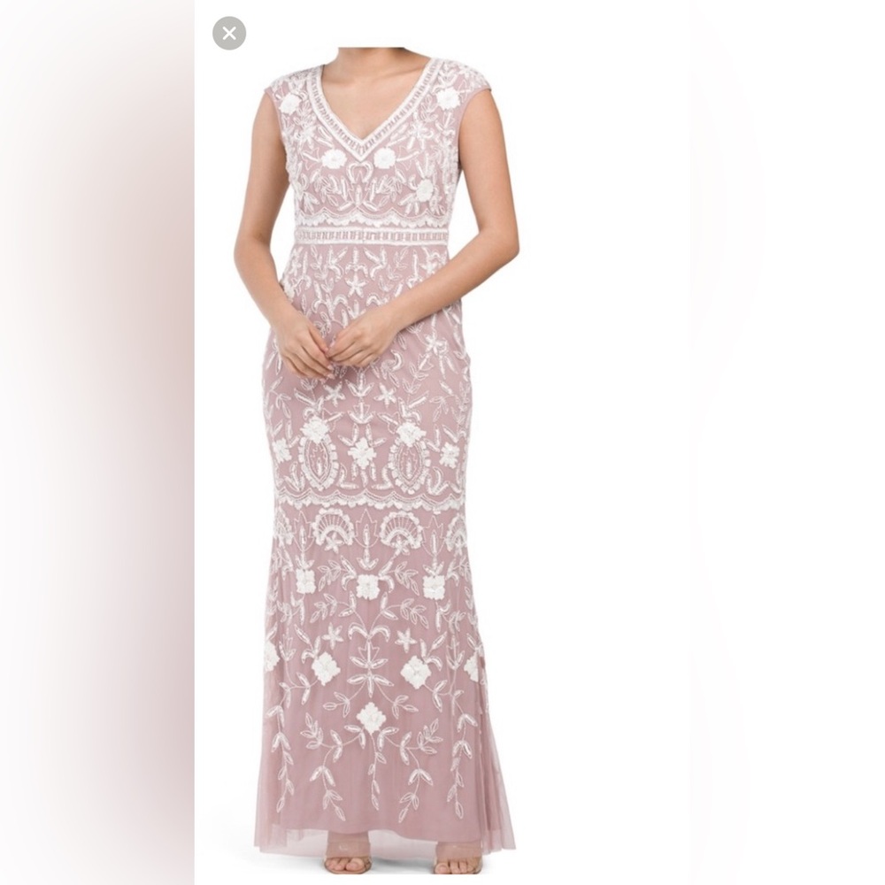 Adriana papell dress BEADED MERMAID GOWN SLEEVELESS COLOR DUSTPETLIV SIZE 12